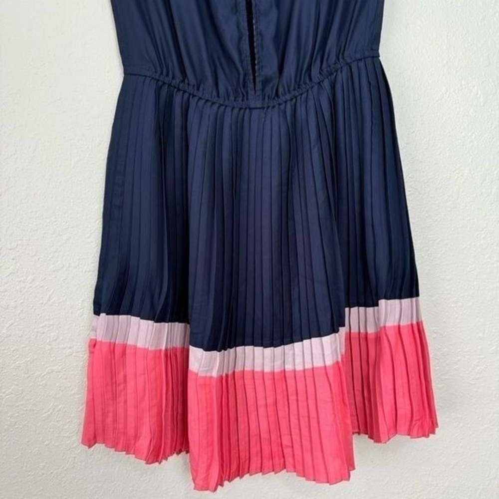 American Eagle pink purple colorblock pleated cap sleeve dress S - Picture 8 of 10